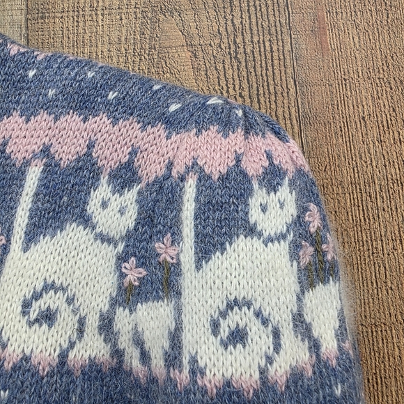 Moussie For Susan Bristol Shetland Wool Angora Vintage Cat Sweater Size 36 S - Picture 6 of 10